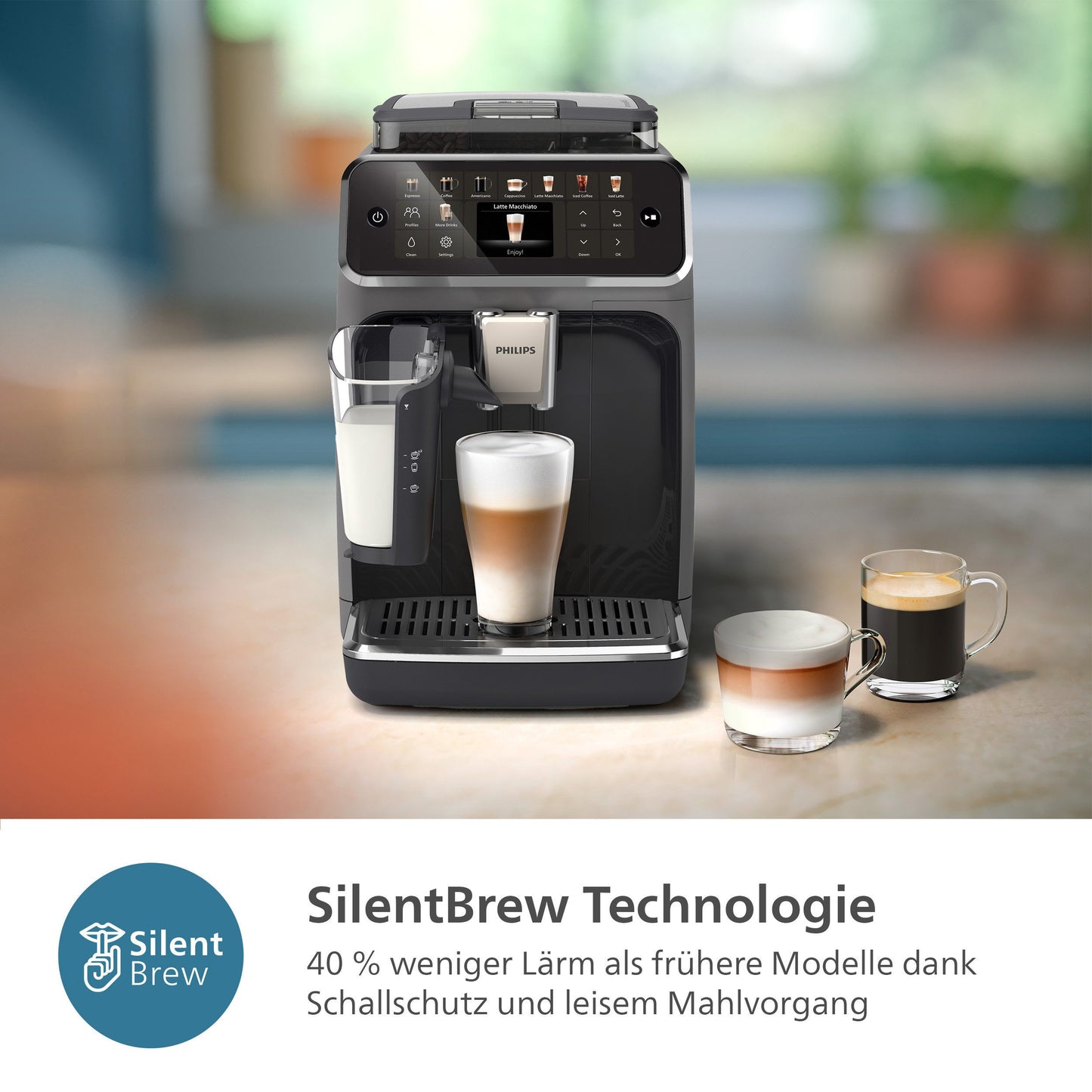 Kaffeevollautomat EP5544/50 5500 Series– LatteGo Milchsystem, 20 Kaffeespezialitäten (heiß oder eisgekühlt), SilentBrew, QuickStart, Grau
