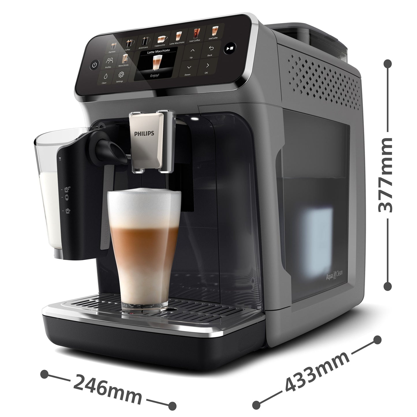 Kaffeevollautomat EP5544/50 5500 Series– LatteGo Milchsystem, 20 Kaffeespezialitäten (heiß oder eisgekühlt), SilentBrew, QuickStart, Grau